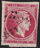 GREECE 1862-67 Large Hermes Head Consecutive Athens Prints 80 L Carmine Vl. 34 A / H 22 B - Used Stamps