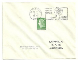 LOIRE - Dépt N° 42 = LE COTEAU 1970 = FLAMME Codée à DROITE =  SECAP Multiple ' PENSEZ + CODIFIEZ' = Pensée N° 2 - Zipcode