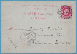 Ep 10c Rge Càd LIZE (SERAING)/1889 Pour La Suisse - 1869-1883 Leopoldo II