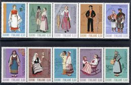 FINLAND 1972-73 Ancient And National Costumes Strips MNH / **. Michel 710-14, 733-37 - Neufs