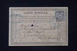 FRANCE - Carte Précurseur De Lille Pour Calais En 1876, Affranchissement Sage 15ct - L 88958 - Precursor Cards