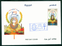 EGYPT / 2019 / 23 JULY REVOLUTION / EGYPTOLOGY / ANKH ; KEY OF LIFE / PYRAMIDS / MOSQUES / CAIRO TOWER / FDC - Cartas & Documentos