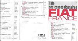 1963 FIAT - LISTE DES CONCESSIONNAIRES FRANCE - KFZ