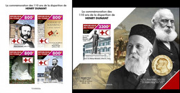 Tchad 2020, Red Cross, Dunant, 4val In BF +BF IMPERFORATED - Henry Dunant