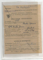 Militaria Papier état Français 1943 Cachet Travailleur Tr. En Allemagne Bulletin Individuel De Saone Et Loire 71 - 1939-45