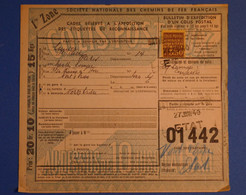 K FRANCE BEL EX COLIS POSTAUX 1940 15 KG PARIS POUR ?+ AFFRANCHISSEMENT PLAISANT - Covers & Documents