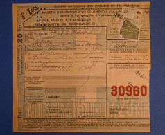 K FRANCE BEL EX COLIS POSTAUX RARE 1943 10KG NANCY  POUR BORDEAUX+PERFORATIONS  AFFRANCHISSEMENT PLAISANT - Brieven & Documenten