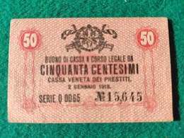 Italia Cassa Veneta Prestiti 50 Centesimi 1918 - Occupazione Austriaca Di Venezia