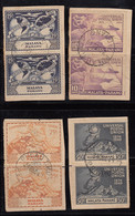 Pahang Used Pair On Piece 1949, Set Of 4, UPU. U.P.U. Universal Postal Union, Malaysia / Malaya - Pahang