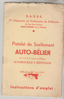 LIVRET PRATIQUE INSTRUCTION D'EMPLOI 8 PAGES MPISTOLET DE SCELLEMENT AUTO-BELIER AVEC ATTESTATION BANC D'EPREUVE - Matériel Et Accessoires