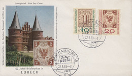 Deutschland - Mi.310+311 FDC Internationale Postwertzeichenausstellung Interposta  HAMBURG 22.05.1959 - Lübeck - 1948-1960