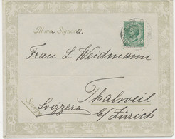 ITALIEN 1913, 5 Cmi. EF Dekorativer Kab.-Firmenzierbrief Von PALERMO N. THALWIL - Reklame