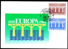 ANDORRA (1984) Stylized Bridge. Maximum Card With Thematic Cancel. Scott Nos 162-3. - Andere & Zonder Classificatie