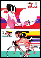 U.S.A. (1983) Fencing. Cycling. Volleyball. Pole Vault. Set Of 4 Maximum Cards With First Day Cancel. Scott Nos C109-12 - Maximumkarten (MC)