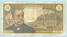 BILLET 5 FRANCS  PASTEUR 1969   4/09/69   SERIE Z111 - 5 F 1966-1970 ''Pasteur''