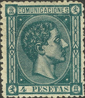 *170. 1875. 4 Pts Verde (invisible Reparación). Excelente Centraje Y Color. MAGNIFICO. Cert. CEM. - Other & Unclassified