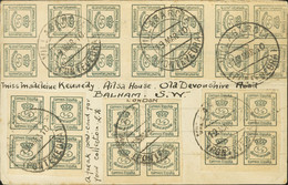 Sobre 173(40). 1910. ¼ Cts Verde, Cuarenta Sellos En Anverso Y Reverso. VILLAGARCIA DE AROSA A LONDRES (GRAN BRETAÑA). M - Otros & Sin Clasificación