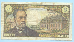 BILLET 5 FRANCS  PASTEUR 1969   05/06/69   SERIE V104 - 5 F 1966-1970 ''Pasteur''