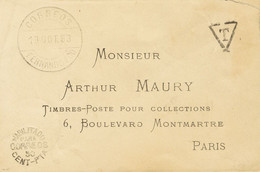 Sobre . 1893. HABILITADO / PARA / CORREOS / 50 CENT-PTA. FERNANDO POO A PARIS (FRANCIA) (dirigido Al Filatélico Parisino - Other & Unclassified