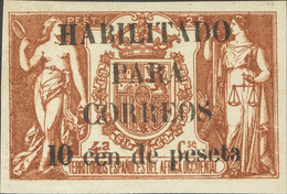 *58AG. 1909. 10 Cts Sobre 25 Pts Castaño Rojo. MAGNIFICO Y MUY RARO. Cert. CEM. Edifil 2018: 1.675 Euros - Otros & Sin Clasificación