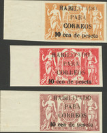 **58AH/AK. 1909. 10 Cts Sobre 50 Pts Carmín, 10 Cts Sobre 75 Pts Rosa Y 10 Cts Sobre 100 Pts Naranja, Bordes De Hoja. Va - Otros & Sin Clasificación