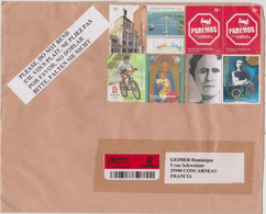 ARGENTINE 2008 Enveloppe Recommandée Vers La France Affranchissements Multiples Originaux Timbres U.P. Au Dos A Voir - Lettres & Documents