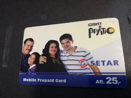 ARUBA PREPAID CARD  GSM PRIMO  SETAR  FAMILY        AFL 25,--    Fine Used Card  **4814** - Aruba