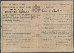 Egypt - 1935 - Rare - Vintage Document - License For A Wireless Device - Brieven En Documenten