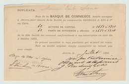 Egypt - 1896 - Rare - Received From The Bank Of Commerce Societe Anonyme - 1866-1914 Khédivat D'Égypte