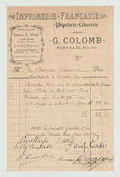 Egypt - 1894 - Vintage Invoice - G. COLOMB - Port Said - Stationery Bookstore - 1866-1914 Khédivat D'Égypte