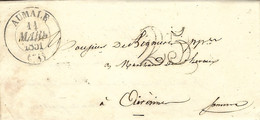 1851- Lettre DAUMALE ( Seine Maritime ) Cad T13 Taxe 25 Dt - Cartas Accidentadas