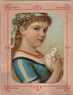Delcampe - Chromo  Image Ancienne : Portrait De Fille Avec Colombe : Circa 1900 : Format 27cm X 21cm : Support Carton Mauvais état - Sonstige & Ohne Zuordnung