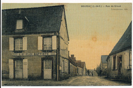 CPA 41 BOURSAY Carte Rare - Rue De Droué - Colorisée Toilée - Otros & Sin Clasificación