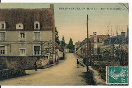 CPA 49 BRAIN SUR L'AUTHION Rue De La Mairie - Colorisée Toilée - Autres & Non Classés