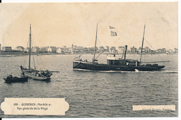 CPA 56 QUIBERON Vue Générale De La Plage Passage D'un Vapeur - Quiberon