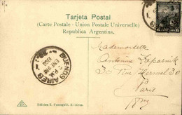 ARGENTINE - Affranchissement De Buenos Aires Sur Carte Postale Pour La France En 1908  - L 89260 - Storia Postale