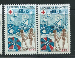 [43] Variété : N° 1828 Croix-rouge 1974 Bleu Clair Au Lieu De Bleu Foncé + Normal ** - Varieteiten: 1970-79 Postfris
