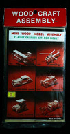 ► 6  MINI WOOD CRAFT ASSEMBLY  (PIER IMPORT 1970/80's) Helicopter - Ford T - Biplan - Mercedes - Avions