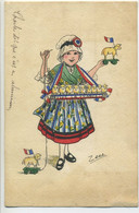 Delcampe - CPA  Patriotique Guerre 14  Signée ZANE Vive La France  Petite Fille Vendant Des Moutons Avec Des Drapeaux Français - Heimat