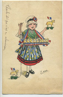 CPA  Patriotique Guerre 14  Signée ZANE Vive La France  Petite Fille Vendant Des Moutons Avec Des Drapeaux Français - Patriotic