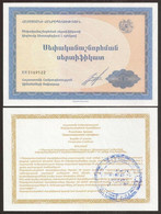 ARMENIA. Privatization Certificate (1996). UNC - Armenië