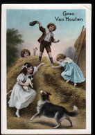 Chromo Van Houten, Jeunes Enfants Jouant Sur Une Meule De Foin Avec Un Chien, Format: 12 X 17,5cm - Van Houten