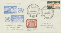 FRANKREICH/UNO „UNESCO - JOURNEES DES TIMBRES DES NATIONS UNIES PARIS 16-5-59“ - Briefe U. Dokumente