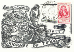 FRANKREICH 1947 Tag Der Briefmarke A. Selt. Kab.-Maximumkarte M. ESST Von COLMAR - 1940-1949