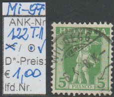 1907 -  SCHWEIZ - FM/DM "Tellknabe M. Armbrust"  5 C Dkl*gelblichgrün  - S. Scan   (122o T-1   Ch) - Altri & Non Classificati