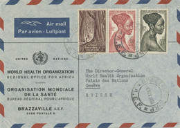 FRANZÖSISCH ÄQUATORIAL AFRIKA 1953 Buntfrankatur Kab.-Vordruck-Lupo Der WHO UNO - Storia Postale