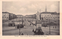 11286" TORINO-PONTE DI PIAZZA VITTORIO EMANUELE DALLA GRAN MADRE " TRAMWAY-ANIMATA-VERA FOTO-CARTOLINA NON SPEDITA - Pontes