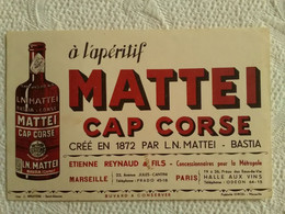 Buvard PUB MATTEI CAP CORSE BASTIA Apéritif Reynaud Concessionnaire Marseille ILLUSTRATEUR - Liqueur & Bière