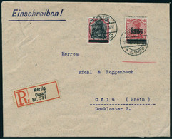 Lettre N° 6b, 10p Rouge, Double Surcharge + N° 12  Sur LR De Merzig 18.4.20, Pour Köln Avec Arrivée Au Verso 19.4.20. T. - Altri & Non Classificati