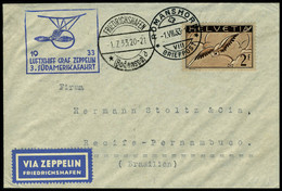 Lettre Zeppelin 3.SAF.33, PA N° 15 S/L CàD Romanshorn 1.VII.33, CàD De Transit Friedrichshafen 1.7.33 Pour Recife-Pernam - Other & Unclassified